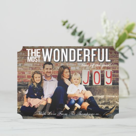 モダンなシェブロンのクリスマスの写真によって上にあられる平らなカード シーズンカード (スタンド正面)