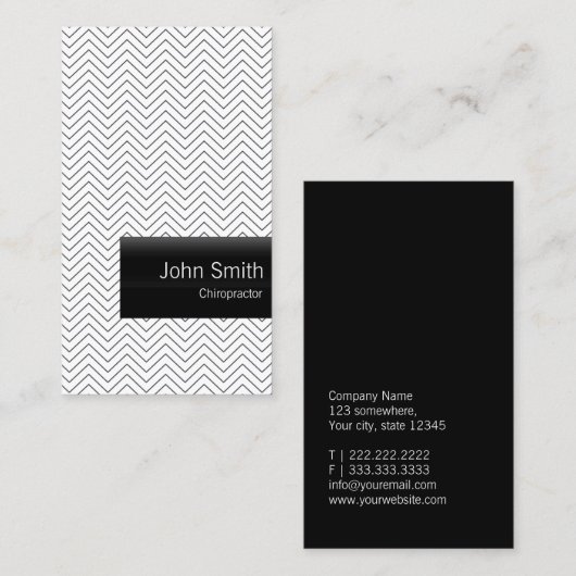 モダンなシェブロンカイロプラクターは縞で飾ります 名刺 (正面/裏面)