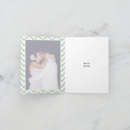 モダンなシェブロン グレーとミントグリーンの結婚式のお礼 サンキューカード (内部)