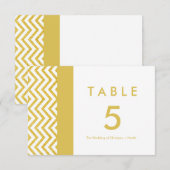 モダンなシェブロン 白&ゴールド テーブルナンバーカード 招待状 (正面/裏面)