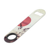 モダンなシカの頭部および日曜日の赤いアートワーク スピード栓抜き (正面アングル)