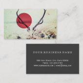 モダンなシカの頭部および日曜日の赤いアートワーク 名刺 (正面/裏面)