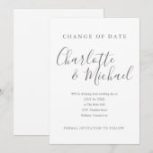 モダンなシグネチャー 変更日延期 招待状 (正面/裏面)