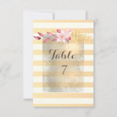 モダンなシックなストライプの花のテーブルカード 招待状 (正面)