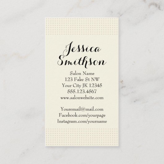 モダンなシックなヴィンテージの美容師の美容師のピンク 名刺 (裏面)