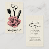 モダンなシックなヴィンテージの美容師の美容師のピンク 名刺 (正面/裏面)