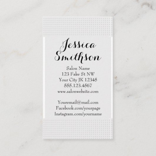 モダンなシックなヴィンテージの美容師の美容師海軍 名刺 (裏面)