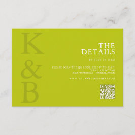 モダンなシャルトルーズ ミニマル ウェディング エンクロージャーカード