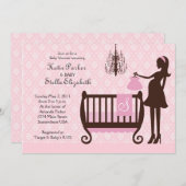 モダンなシャンデリアのぼろぼろのシックなベビーシャワーの招待 招待状 (正面/裏面)