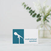 モダンなシルエットアイコンやる気を起こさせるなスピーカー 名刺 (スタンド正面)