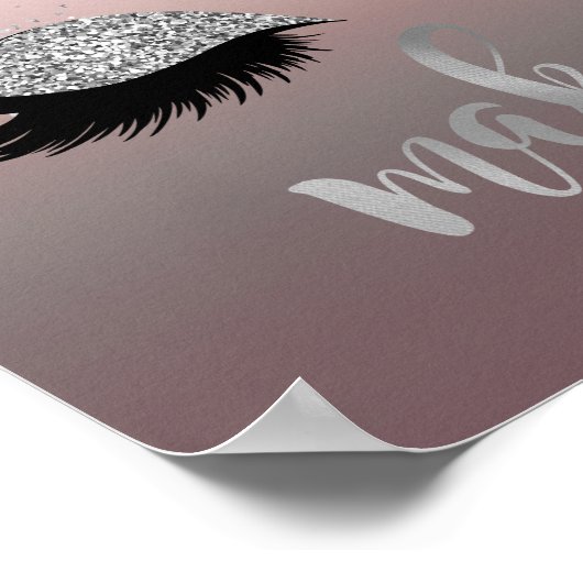 モダンなシルバーのグリッターラッシュ , メイクアップアーティスト ポスター (角)