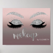モダンなシルバーのグリッターラッシュ , メイクアップアーティスト ポスター (正面)