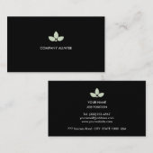 モダンなシルバーの月桂樹の葉（ブラック背景） 名刺 (正面/裏面)