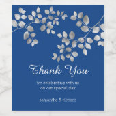 モダンなシルバーの花柄 ワインボトルラベル ワインラベル (シングルラベル)