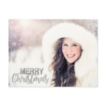 モダンなシルバーグリッターのクリスマスホリデー写真