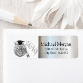 モダンなシルバー 卒業帽、ディスコボール、ワインボトル ラベル (インサイチュ)