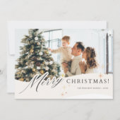モダンなシングル写真のウィンターホリデーカード シーズンカード (正面)