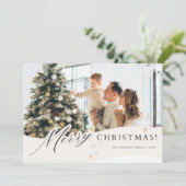 モダンなシングル写真のウィンター ホリデー カード (スタンド正面)