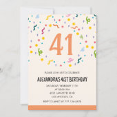 モダンなシンプルなコンフェティ41歳の誕生日招待状 招待状 (正面)