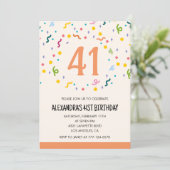 モダンなシンプルなコンフェティ41歳の誕生日招待状 招待状 (スタンド正面)