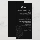 モダンなシンプルなモノクロ ミニマリスト フローラル ヴァイン メニュー (正面/裏面)