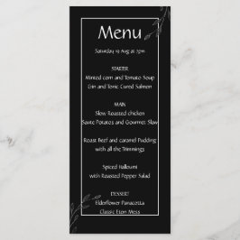 モダンなシンプルなモノクロ ミニマリスト フローラル ヴィネット メニュー