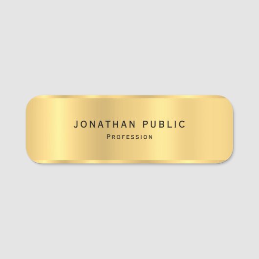 モダンなシンプルな設計のエレガントで魅力的な金ゴールドのテンプレート 名札 (正面)