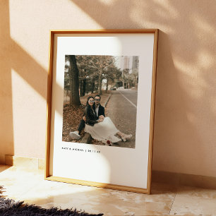 モダンなシンプルカップル写真 名前入りカスタム ポスター