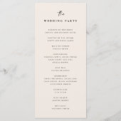 モダンなシンプルスタイルのライトベージュの結婚式典 プログラム (裏面)