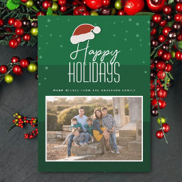 モダンなシンプルタイポグラフィの家族写真クリスマス シーズンカード