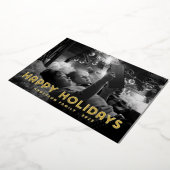 モダンなシンプルタイポグラフィーのホリデーカード 箔シーズンカード (回転した状態)