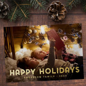 モダンなシンプルタイポグラフィーのホリデーカード 箔シーズンカード