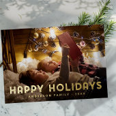 モダンなシンプルタイポグラフィーのホリデーカード 箔シーズンカード