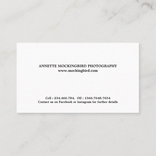 モダンなシンプル3の写真のミニマリストの写真撮影 名刺 (裏面)