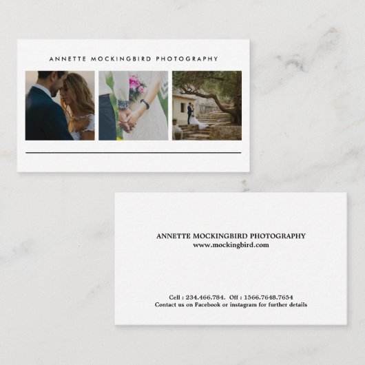 モダンなシンプル3の写真|の最小主義の写真撮影 名刺 (正面/裏面)