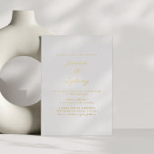 モダンなシンプル Wedding 白と金 箔招待状