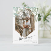 モダンなジオメトリック ゴールドリーフ フォリア 写真 サンキューカード (スタンド正面)