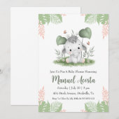 モダンなジャングルの象の赤ちゃんのシャワー招待状 招待状 (正面/裏面)