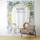 モダンなジャングルサファリの赤ちゃん男の子のシャワーの背景 タペストリー (インサイチュ)