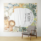 モダンなジャングル動物のかわいいサファリ背景 タペストリー (インサイチュ(横))