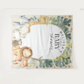 モダンなジャングル動物のかわいいサファリ背景 タペストリー (正面(横))