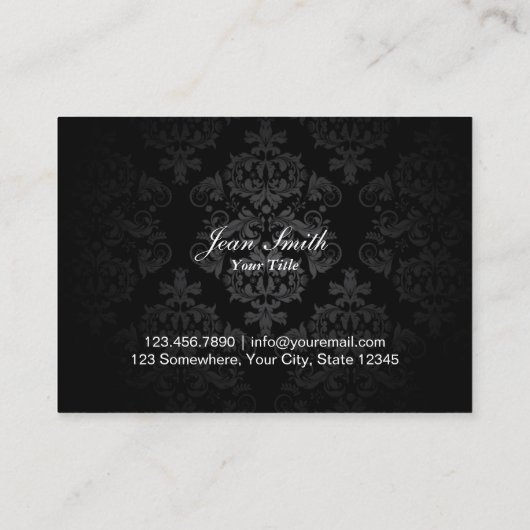 モダンなジュエリーのクラシックで黒いダマスク織 名刺 (裏面)