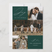 モダンなジョイ・トゥ・ザ・ワールド グリーン4 フォト シーズンカード (正面)