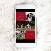 モダンなジョイ・トゥ・ザ・ワールド レッド 4 フォト シーズンカード