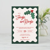 モダンなジングル&ミンゲル ホリデーパーティー招待状 シーズンカード (スタンド正面)