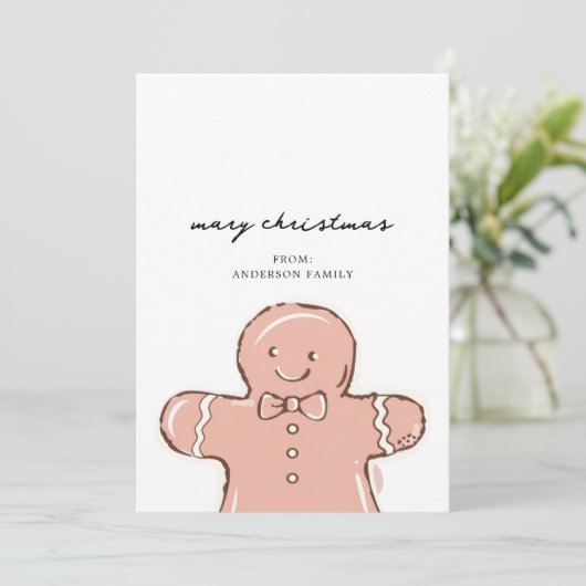 モダンなジンジャーブレッドマン メリークリスマス シーズンカード (スタンド正面)