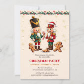 モダンなジンジャーブレッド・ヌトクラッカー・クリスマス・パーティー 招待状 (正面)