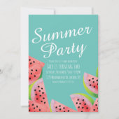 モダンなスイカの水彩 夏のパーティー 招待状 (正面)