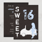 モダンなスイート16の誕生日招待状 招待状 (正面/裏面)