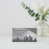 モダンなスカイラインの灰色の名刺 名刺 (スタンド正面)